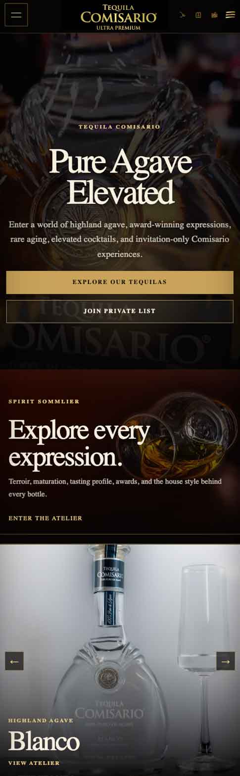 Mobile Tequila Comisario website