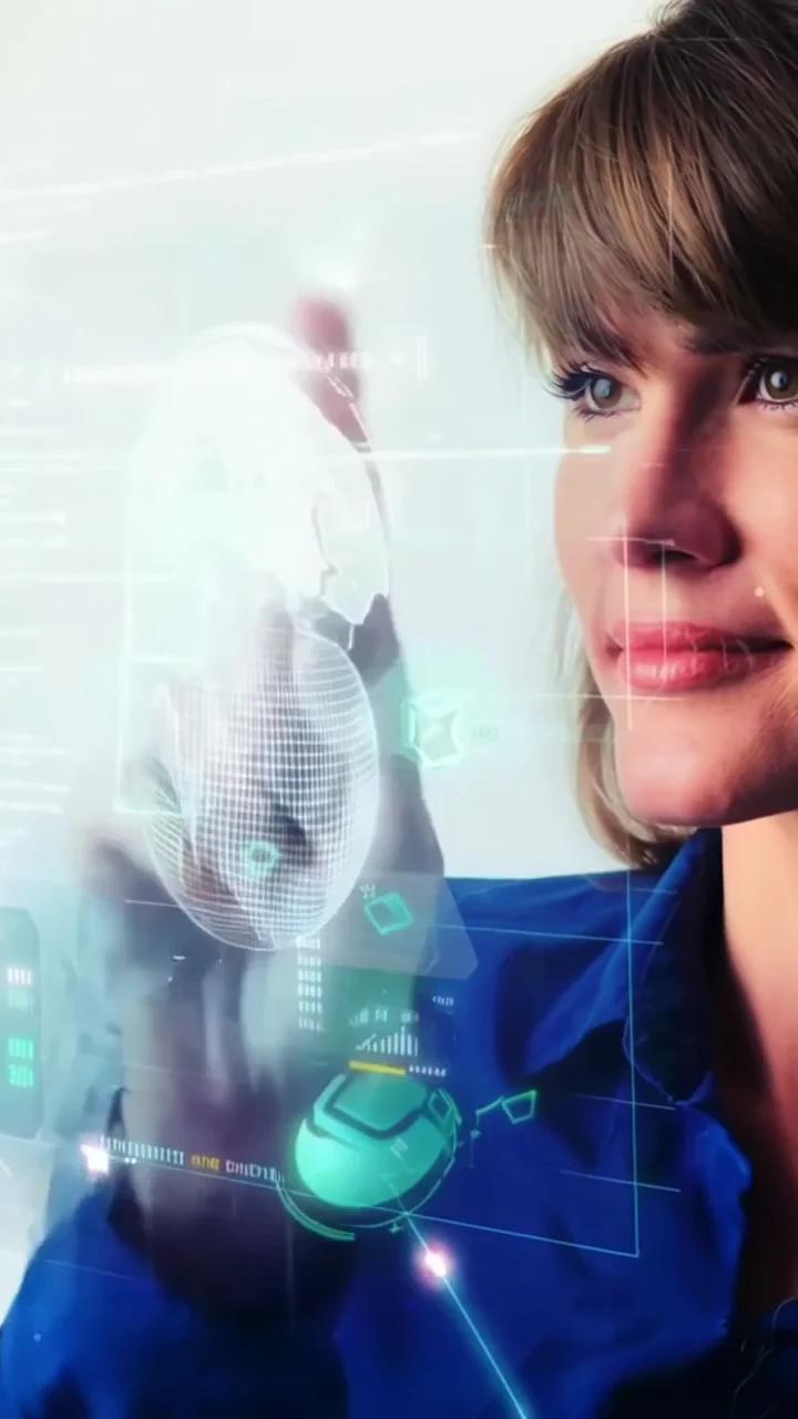 Creenagh Flynn working with integrated technology and AI interfaces